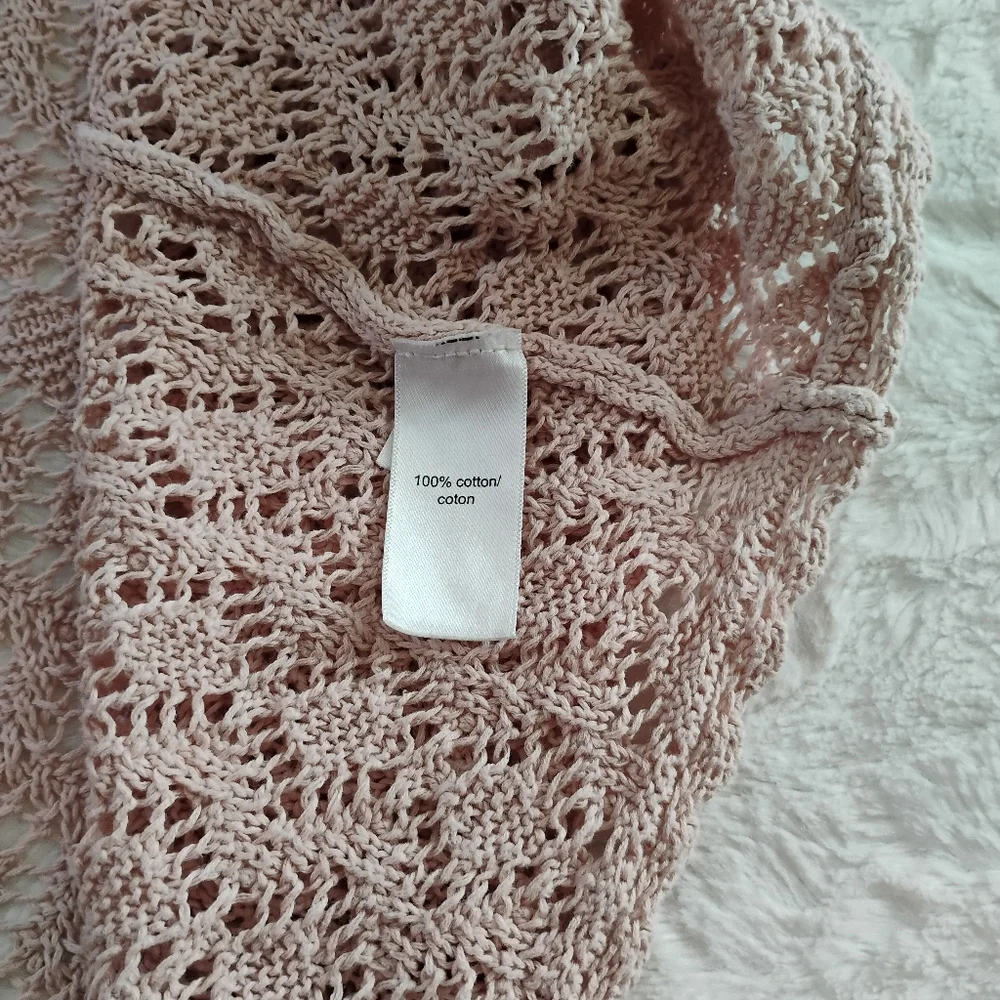 Maurices Light Pink Crochet Knit Cardigan Duster